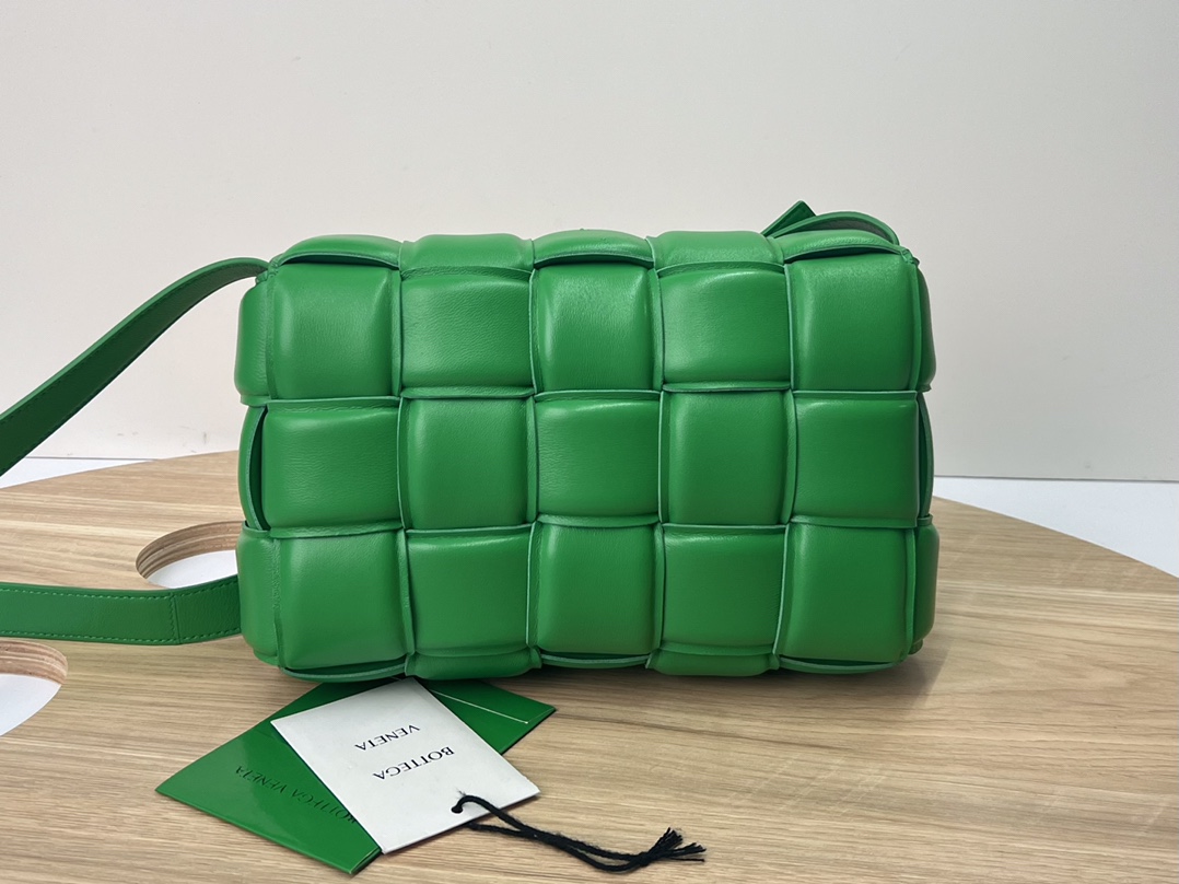  Padded Cassette Intreccio Leather Cross-body Bag Green